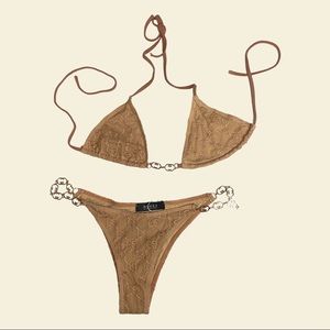 Beige Bikini with gold chains